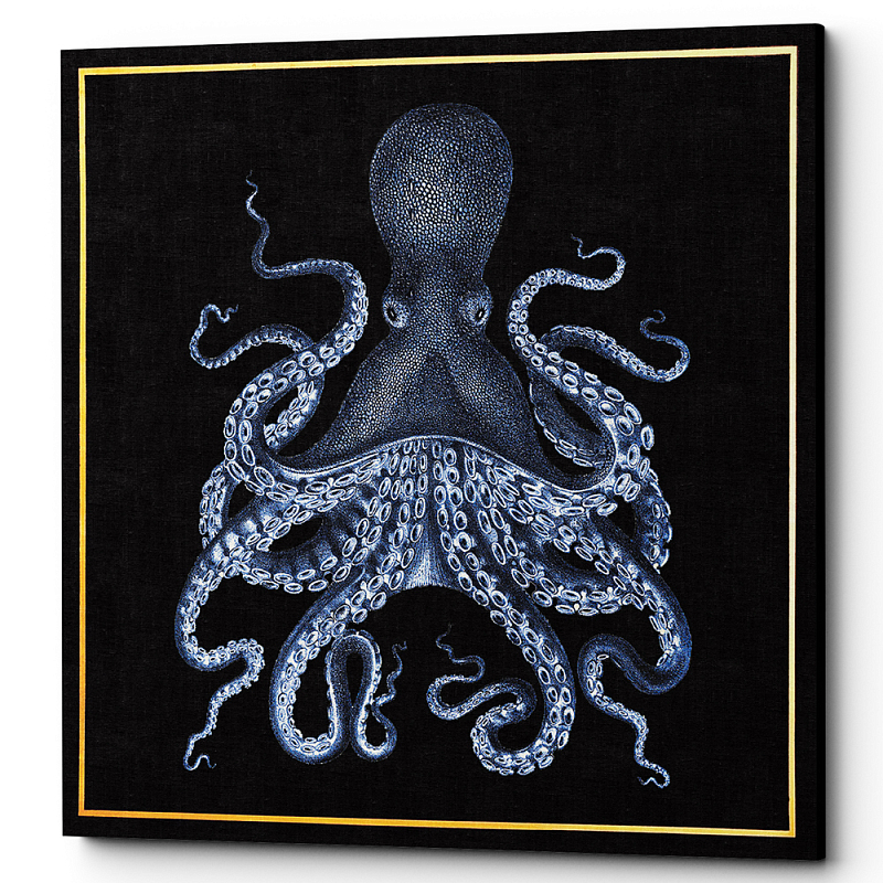Постер Blue Octopus Poster 2 Черный Морская синь Постер Blue Octopus Poster 2 Черный Морская синь в Перми | Loft Concept