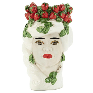 Ваза Vase Strawberries Head Lady White
