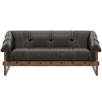 Трехместный диван Duncan винтажная черная кожа варинант исполнения - 1 | Loft Concept в Перми