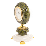Часы настольные бронзовые из натуральных камней Мрамор и Змеевик Stone Clock варинант исполнения - 11 | Loft Concept в Перми