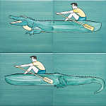 Плитка с узором Крокодил байдарочник варинант исполнения - 2 | Loft Concept в Перми