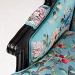 Трехместный диван из натурального бука бирюзовый с изображением птиц и цветов Turquoise Chinoiserie Garden Sofa варинант исполнения - 5 | Loft Concept в Перми