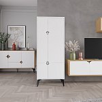 Комод белый с 4-мя дверцами на металлических ножках SPARK MULTIPURPOSE CABINET WHITE варинант исполнения - 11 | Loft Concept в Перми