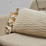 Чехол на подушку горчичного цвета с бахромой и объемным узором Ethnic mix варинант исполнения - 5 | Loft Concept в Перми