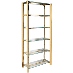 Стеллаж золото с прозрачными стеклянными полками Safekeeping варинант исполнения - 1 | Loft Concept в Перми