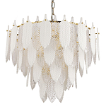 Люстра с декором из рельефного стекла в виде перьев Abelia Feather Chandelier 12 варинант исполнения - 1 | Loft Concept в Перми