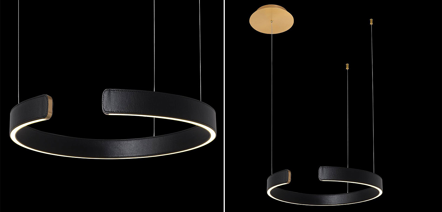 Подвесной светильник Half Ring black leather 40 Подвесной светильник Half Ring black leather 40 - Loft-Concept в Перми