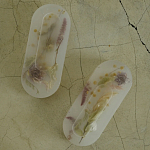 Подставка под благовония из эпоксидной смолы с цветами белая Epoxy Resin Flowers Incense Oval Stand White варинант исполнения - 2 | Loft Concept в Перми