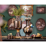 Ваза черного цвета из фарфора с золотистым узором и бронзовыми элементами Eden Garden porcelain and bronze варинант исполнения - 8 | Loft Concept в Перми