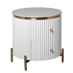 Тумбочка белая круглая с мраморной столешницей Thoroughbass варинант исполнения - 4 | Loft Concept в Перми