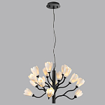 Люстра подвесная черного цвета с ветвями и белыми фарфоровыми цветами Floralis варинант исполнения - 5 | Loft Concept в Перми