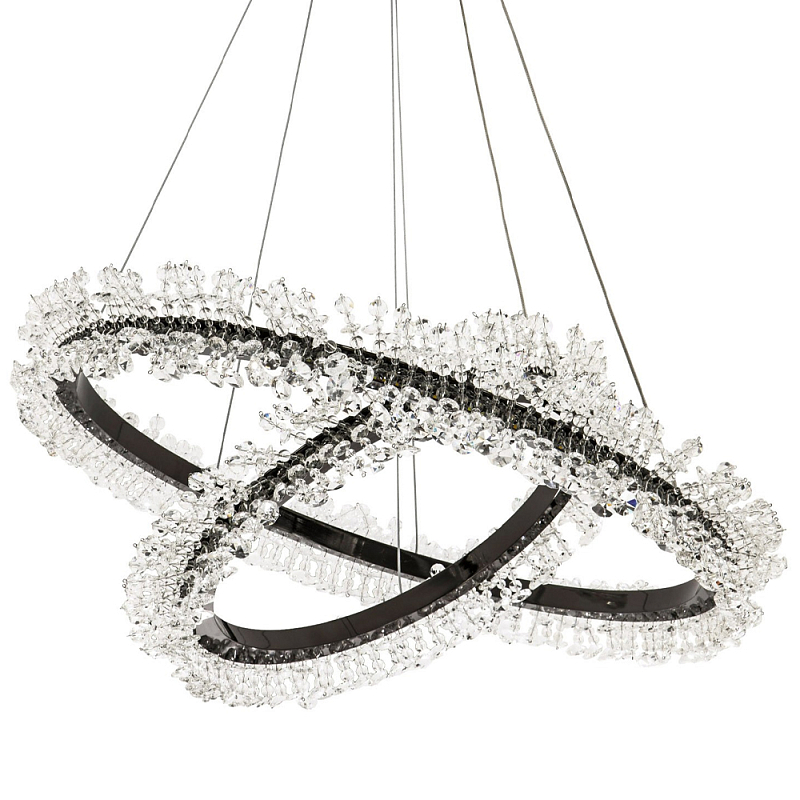 Люстра два кольца с хрустальным декором Rowan Crystal Ring Horizontal Black Chandelier Черный Прозрачный Люстра два кольца с хрустальным декором Rowan Crystal Ring Horizontal Black Chandelier Черный Прозрачный в Перми | Loft Concept