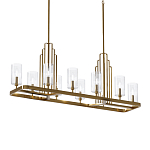 Люстра прямоугольная цвета латунь с прозрачными рифлеными цилиндрическими плафонами Kichler варинант исполнения - 1 | Loft Concept в Перми
