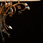 Люстра подвесная круглая с тканевым полупрозрачным абажуром и подвесками 6 ламп Gilded Elegance варинант исполнения - 7 | Loft Concept в Перми