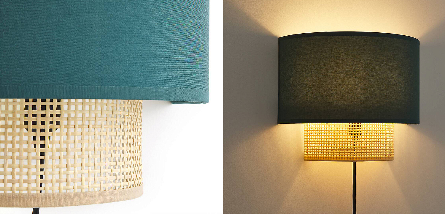 Бра Ottar Wicker Turquoise lampshade Бра Ottar Wicker Turquoise lampshade - Loft-Concept в Перми