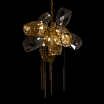 Люстра подвесная со стеклянными плафонами из дымчатого и золотистого с шестью вертикальными подвесками Gilded Mirage  варинант исполнения - 8 | Loft Concept в Перми