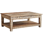 Журнальный стол из массива манго с резьбой Agota Coffee Table варинант исполнения - 1 | Loft Concept в Перми