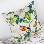 Декоративная подушка бежевая с изображением птица в саду Blooming Birds варинант исполнения - 3 | Loft Concept в Перми