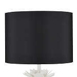 Настольная лампа с декором в виде белого цветка магнолии на каркасе и черным абажуром White Magnolia варинант исполнения - 2 | Loft Concept в Перми