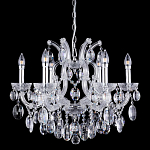 Люстра подвесная с 6-ю лампочками и прозрачными хрустальными подвесками на хромированном основании Crystal lamps варинант исполнения - 1 | Loft Concept в Перми