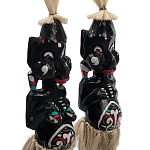 Комплект из 2-х деревянных статуэток Asmat Straw Headdress Statuettes Black Turquoise варинант исполнения - 3 | Loft Concept в Перми