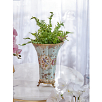 Ваза голубого цвета из фарфора с цветочным рисунком и бронзовой стрекозой Blue Garden варинант исполнения - 5 | Loft Concept в Перми