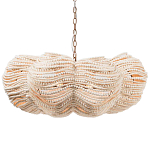 Круглая люстра волнистой формы с декором из круглых деревянных бусин White Wooden Beads Chandelier варинант исполнения - 1 | Loft Concept в Перми