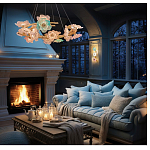 Люстра круглая на золотом каркасе с цветочным декором Miscellaneous herbs варинант исполнения - 6 | Loft Concept в Перми