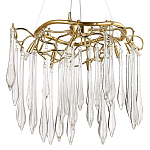 Люстра с хрустальными подвесками в виде капель Droplet Crystal Gold Chandelier 6 варинант исполнения - 1 | Loft Concept в Перми