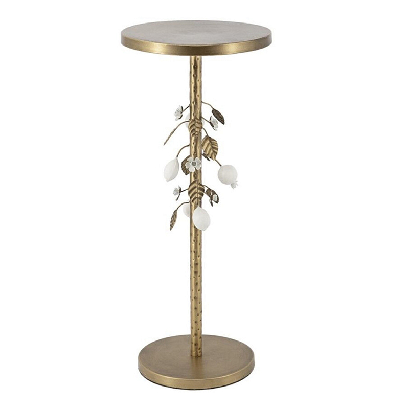 Столик золотистый с цветочной композицией на основании Forest Fairy Tale Золотой Белый в Перми | Loft Concept 