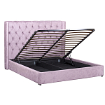 Кровать двуспальная фиолетовая с основанием из массива дерева с мягким изголовьем Velour Beds варинант исполнения - 2 | Loft Concept в Перми