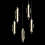 Люстра круглая каскадня с 5-ю плафонами из металлической сетки Mesh Lampshade Lighting варинант исполнения - 3 | Loft Concept в Перми