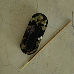 Подставка под благовония из эпоксидной смолы с цветами черная Epoxy Resin Flowers Incense Oval Stand Black варинант исполнения - 3 | Loft Concept в Перми