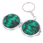 Зеркало брелок карманное двухстороннее из натурального камня Малахит Stone Mirrors варинант исполнения - 5 | Loft Concept в Перми