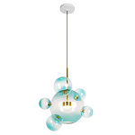 Подвесной светильник с прозрачными бирюзовыми стеклянными шарами и золотыми деталями Диаметр 46 Giopato & Coombes варинант исполнения - 1 | Loft Concept в Перми