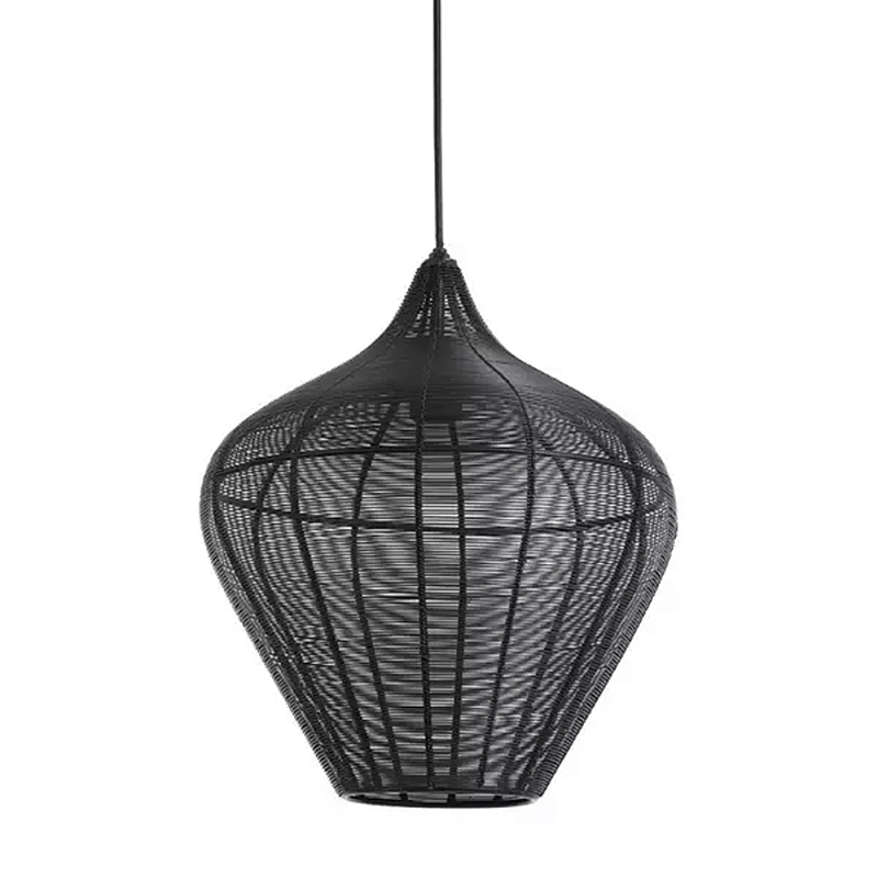 Подвесной светильник в форме купола с плетеным металлическим абажуром Wicker Iron Lamp Черный в Перми | Loft Concept 