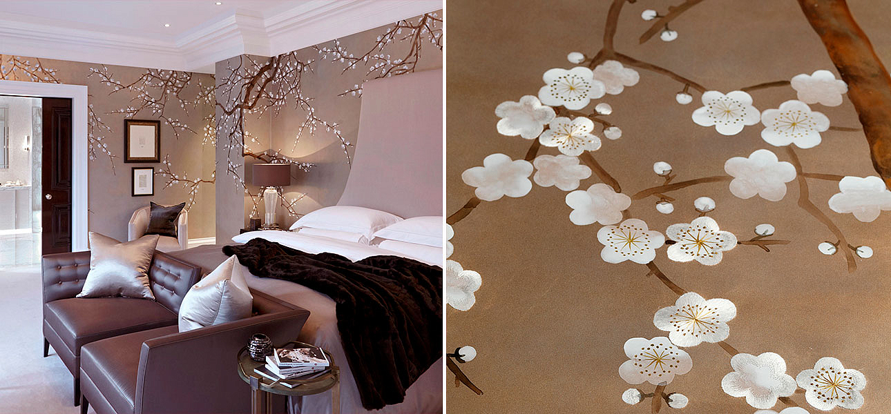 Обои ручная роспись Plum Blossom Colourway SC-231 on Krugerrand gilded paper Обои ручная роспись Plum Blossom Colourway SC-231 on Krugerrand gilded paper - Loft-Concept в Перми