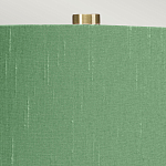 Настольная лампа с белым фигурным основанием на латунном основании и зеленым тканевым конусным абажуром Elstead Lighting варинант исполнения - 2 | Loft Concept в Перми