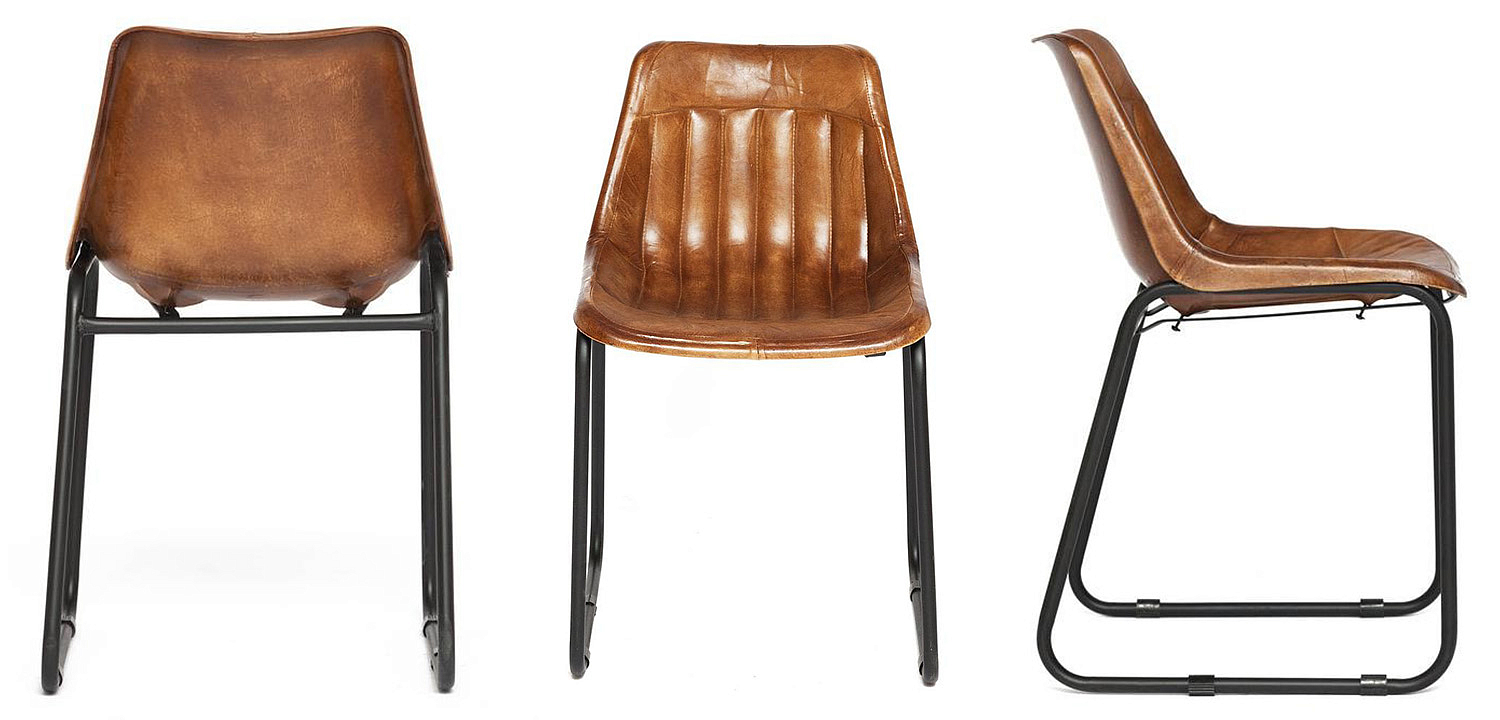 Стул из кожи буйвола Industrial leather dining chair - Loft-Concept в Перми