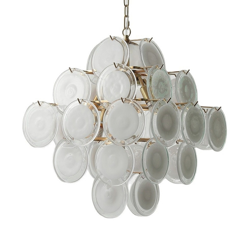 Люстра с каскадом из круглых декоративных элементов White Clear Glass Chandelier Белый Хром Прозрачный Люстра с каскадом из круглых декоративных элементов White Clear Glass Chandelier Белый Хром Прозрачный в Перми | Loft Concept