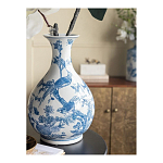 Ваза с мотивами цветущего сада с попугаями Blue Vase Inspired by Nature варинант исполнения - 6 | Loft Concept в Перми