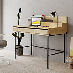 Стол письменный с выдвижным ящиком цвета древесины LEILA WORKING TABLE OAK ANTHRACITE варинант исполнения - 3 | Loft Concept в Перми