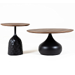 Столик журнальный с круглой деревянной столешницей на черном фактурном основании Bourgeon варинант исполнения - 3 | Loft Concept в Перми