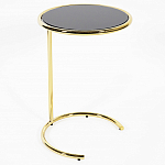 Приставной столик на золотистом основании с черной столешницей Noir варинант исполнения - 1 | Loft Concept в Перми