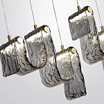 Подвесной светильник линейный с плафонами волнистой формы из фактурного стекла Big Wave варинант исполнения - 5 | Loft Concept в Перми