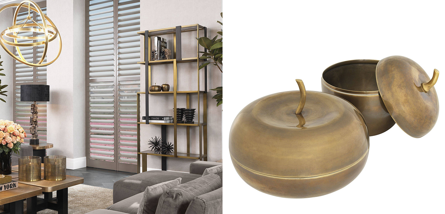 Комплект шкатулок Eichholtz Box Apple Set of 2 brass Комплект шкатулок Eichholtz Box Apple Set of 2 brass - Loft-Concept в Перми