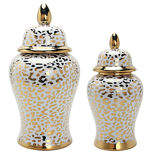 Ваза с крышкой Leopard Print Gold Vase