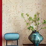 Обои с вышивкой ручной работы Glyph Original colourway on wool sateen варинант исполнения - 2 | Loft Concept в Перми