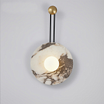 Бра круглое с каменным основанием и плафоном из стекла в форме шара Shaw Marble Lighting варинант исполнения - 1 | Loft Concept в Перми