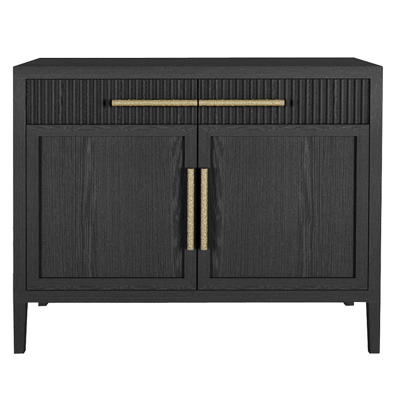 Буфет Primo с двумя ящиками и двумя фасадами Черный дуб Черный Золотой в Перми | Loft Concept 